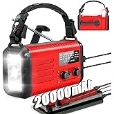 20000mAh / 74000mWh Emergency Radio, Solar Hand Crank Radio AM/FM/NOAA Weather Radio, with Power Bank Phone Charger, SOS Alar
