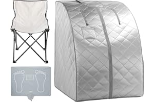 ZONEMEL Portable Far Infrared Sauna for Home, Personal Sauna Spa for Relaxtion & Detox at Home, 1 Person Full Body Sauna Tent with Separate Heating Foot Pad & Foldable Chair (L 27.6’’ x W 31.5’’ x H 37.8’’)