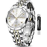 OLEVS Mens Silver Watches Luxury Waterproof Silver Watch for Men Analog Quartz Stainless Steel Men's Dress Watches Classic Casual Wrist Watch Large Face with Date Relojes para Hombres