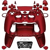eXtremeRate Luna Redesigned Full Set Shell Buttons Touchpad Cover Compatible with ps5 Controller BDM-030 BDM-040 BDM-050, Scarlet Red Replacement Top Bottom Cover Case Compatible with ps5 Controller