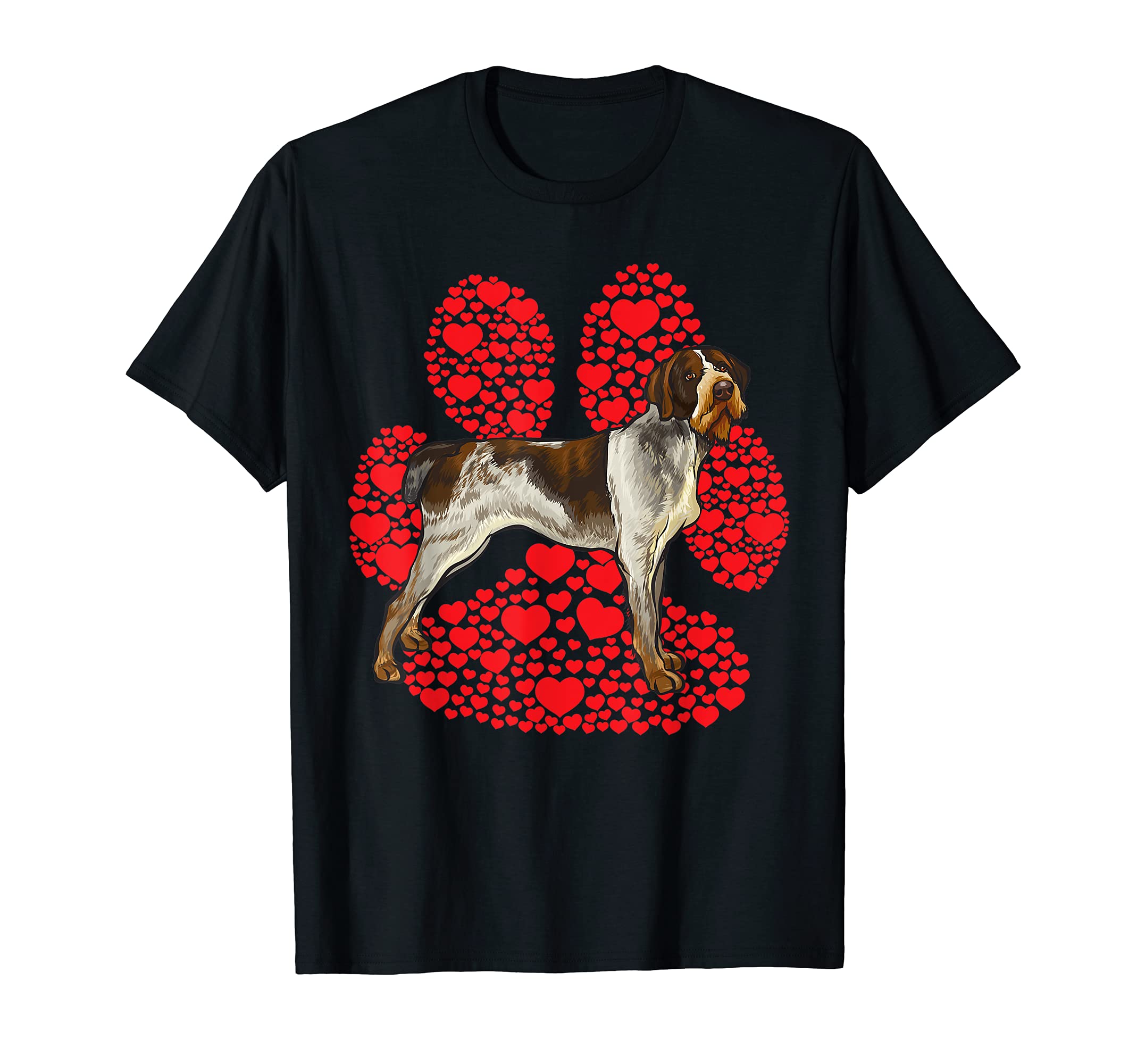 German Wirehaired Pointer Valentines Day Dog Love Paw T-Shirt