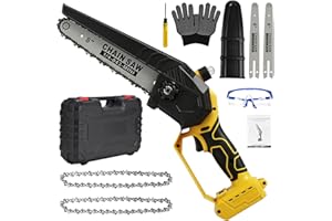 8 inch Mini Chainsaw Cordless Brushless for Dewalt 20V Max Battery, Cordless Pruning Chain Saw with Security Lock, Auto Lubri