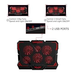 Laptop Cooling Pad, Laptop Cooler with 6 Quiet Led