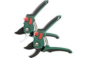 Yocada Garden Pruning Shears 2 Pack Garden Clippers Steel Shears Scissors for Gardening Sharp Handheld Heavy Duty Hedge Plant Branch Clippers Scissors Pruners Tools