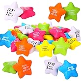Chalyna 30 Pieces Motivational Star Stress Ball Quote Relief , 2.2 Inch PU Foam Stress Toys Bulk Sensory Star Toy Gifts for Kids Teens Adults Relieve Anxiety Party Supplies(Bright Colors)