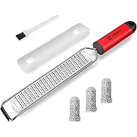 [Upgraded] Lemon Zester and Cheese Grater, Citrus, Garlic, Ginger, Zester Grater with Handle, Stainless Steel Fine…