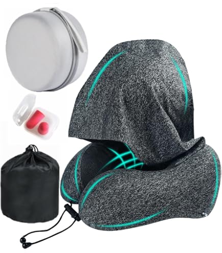 Amazon.com: Sealy, Infused-Gel Hooded Travel Pillow with Airflow