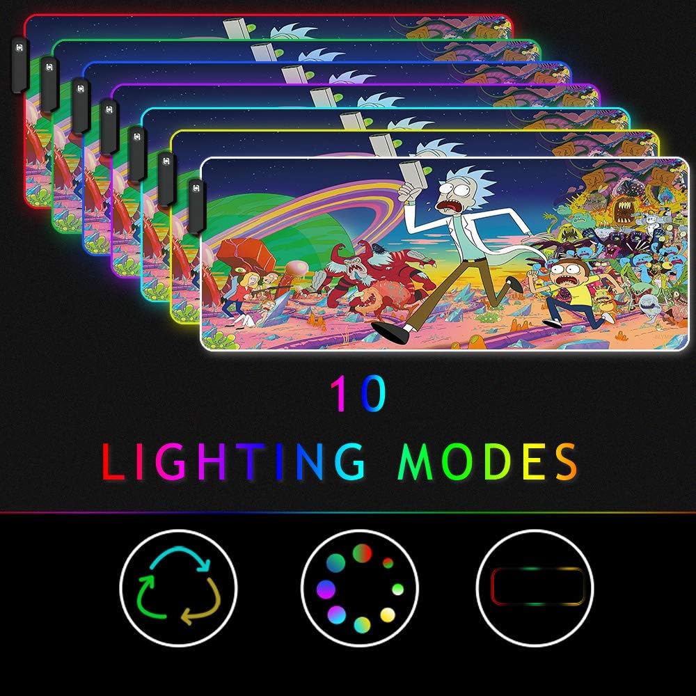 Bimormat RGB Gaming Mouse Pad Large Mouse Mat, 31.5 X 11.8 Inch Extra LED Extended Mousepad, Non-Slip Rubber Base Mouse Keyboard Mat (80x30 Rikrun): Home Audio & Theater