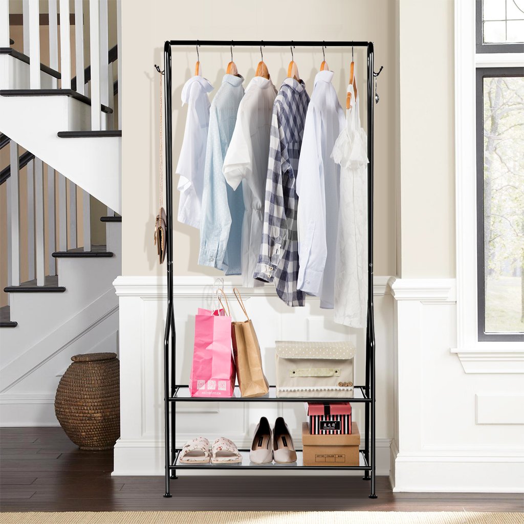 LANGRIA Heavy Duty Commercial Grade Clothing Garment Rack, 2Tier