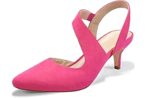 mysoft Women's Pumps 2 inch Low Heel Pointed Toe Slingback Wedding Party Dress Shoes