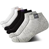 Calvin Klein Womens Quarter Socks - 6 Pack Athletic Performance Cushioned Ankle Socks for Women for Running and Workout