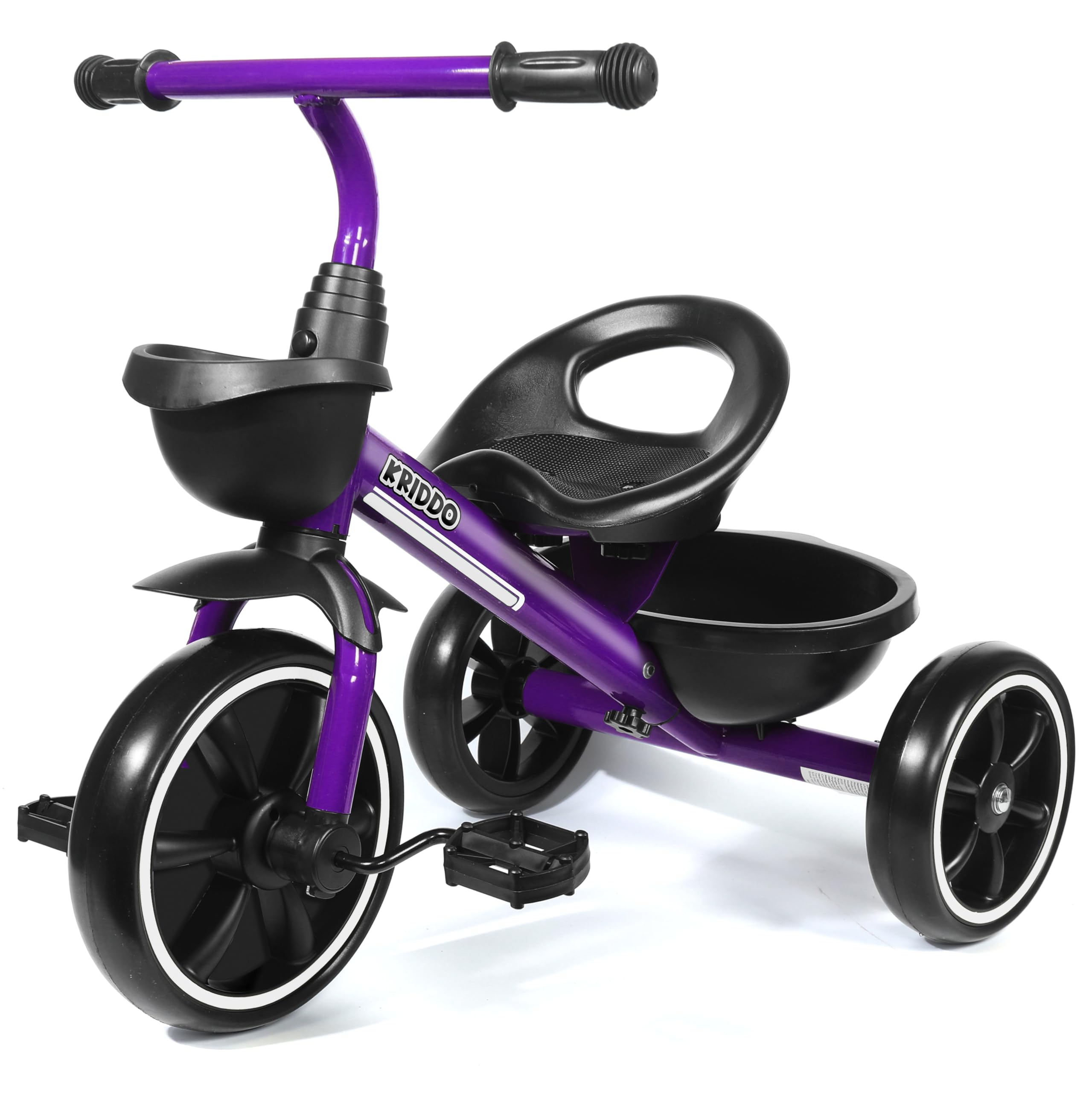 KRIDDO Kids Tricycles Age 24 Month to 5 Years, Toddler Kids Trike for 2.5 to 5 Year Old, Gift Toddler Tricycles for 2-4 Year Olds, Trikes for Toddlers, Purple