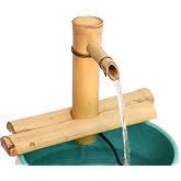 Bamboo Accents 7" Adjustable Bamboo Fountain Kit with Pump &ndash; Compact Zen Water Feature for Bowls, Basins &amp; Small Gardens, Indoor/Outdoor (Container Not Included)