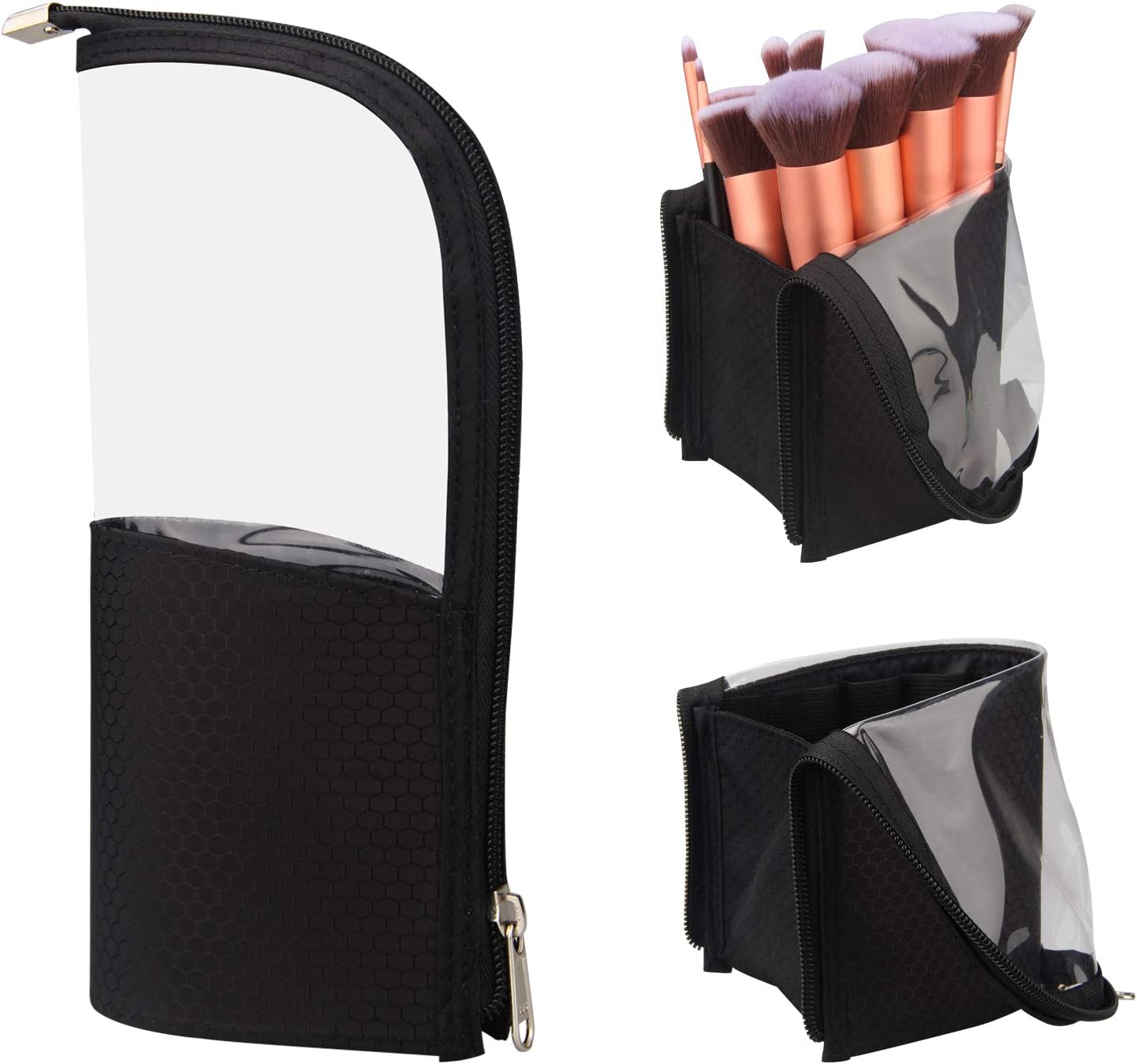 TANTO Makeup Brush Case Travel Makeup Brush Holder Organizer Bag Portable Large Waterproof Dust-proof Brush Storage Pouch Case (Black)