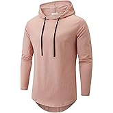 KLIEGOU Men's Hooded T-Shirt 190GSM 100% Cotton Soft Streetwear Longline Tee- Breathable Hip Hop Pullover - Pre-Shrunk