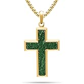 RTZN® Jade Necklace for Men – Premium Green Jade Pendant with Stainless Steel Box Chain 22" + 2" Extension – 18K Gold Plated Dog Tag, Square & Cross Pendant Necklaces – Luxurious Men's Jade Jewelry