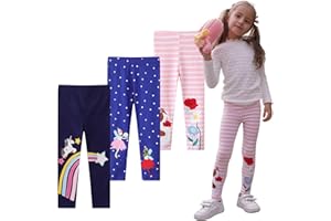 EmaoFun Girls and Toddlers' Cotton Stretch Leggings,3T-7T, Pack of 3