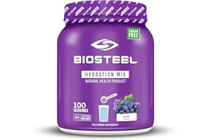 BioSteel Hydration Mix, Sugar-Free Formula with Essential Electrolytes, Replenish After Workouts, Grape, 100 Servings