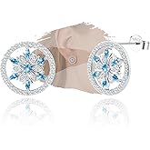Sterling Silver Snowflake Earrings Studs Charms White Gold Plated Hypoallergenic Fashion CZ Stud Jewelry Birthday Gift for Women