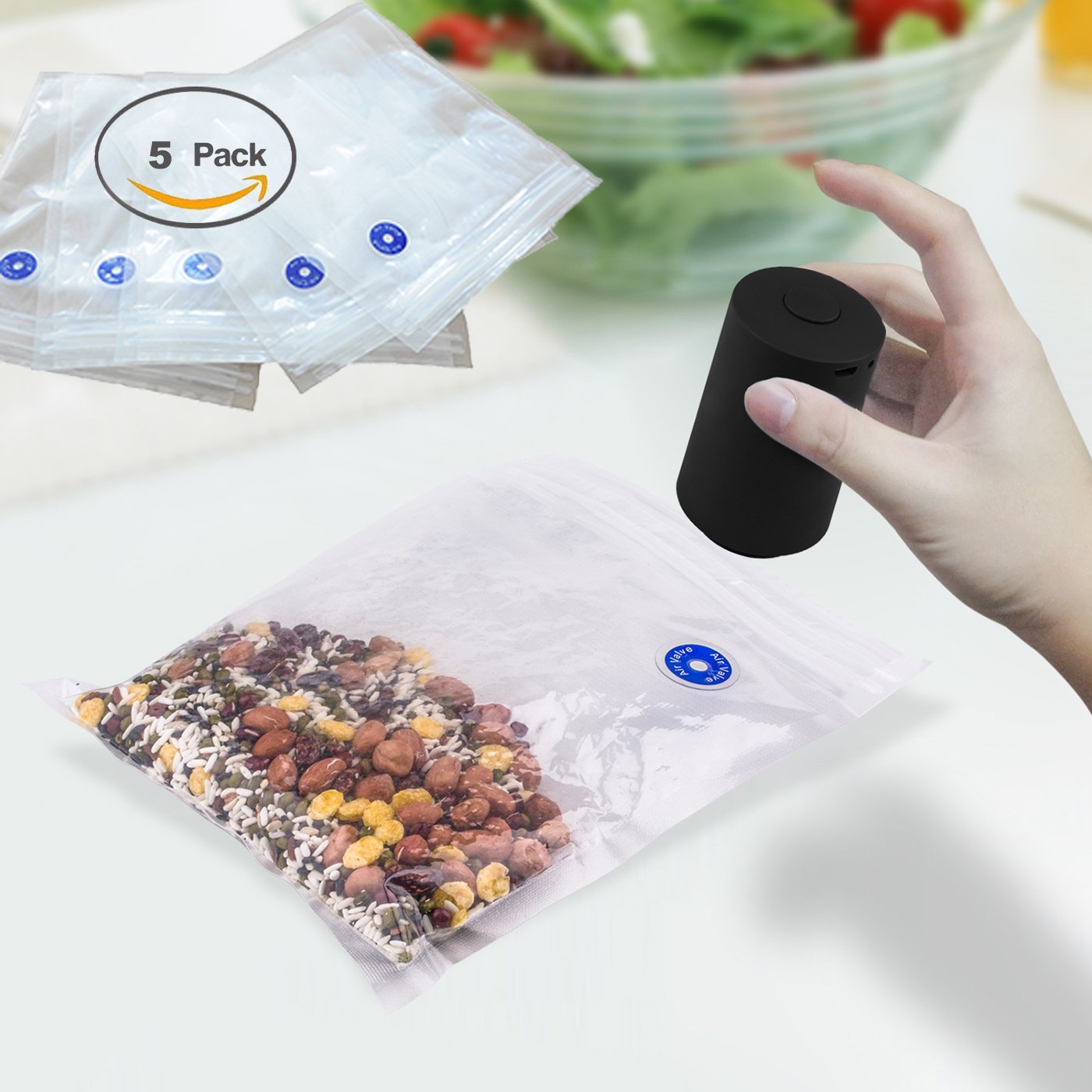 Cordless Mini Vacuum Sealer Machine USB Rechargeable Food Storage 5 Bags Black eBay