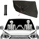 Socira Funny Skull Car Sun Shade Windshield Sunshade Umbrella Foldable Gothic Umbrella Sun Shade Sunshade Front Window Cover Skull Car Accessories Blocks Uv Rays 57