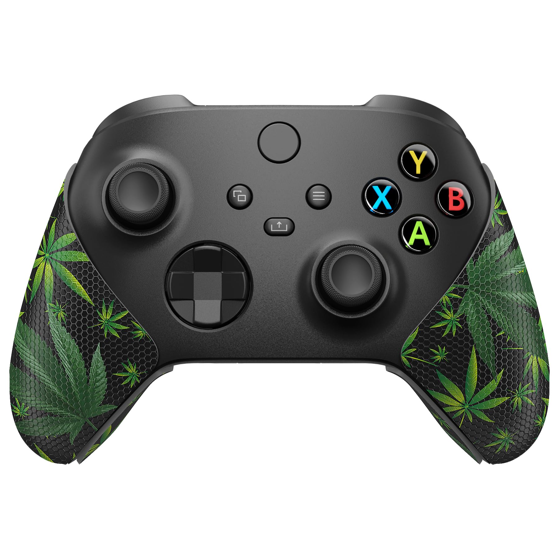 eXtremeRate PlayVital Anti-Slip Sweat-Absorbent Controller Grip for Xbox Core Wireless Controller, Professional Textured Soft Rubber Pads Handle Grips for Xbox Series X/S Controller - Green Weeds