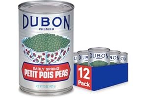 BUSH'S BEST 15 oz Canned Dubon Petit Pois Green Peas, Source of Plant Based Protein and Fiber, Vegetarian, Low Fat & Gluten Free, (Pack of 12)