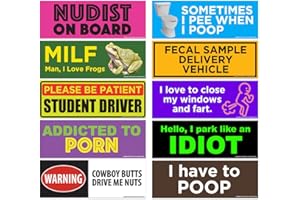 Rio Salto 10-Pack Funny Bumper Magnets Pranks Gifts for Adults Practical Jokes Prank Car Magnets Gags Pranks for Work Office Magnetic Stickers Dirty Items Gay Pride Gift Prankster Stuff for Adults