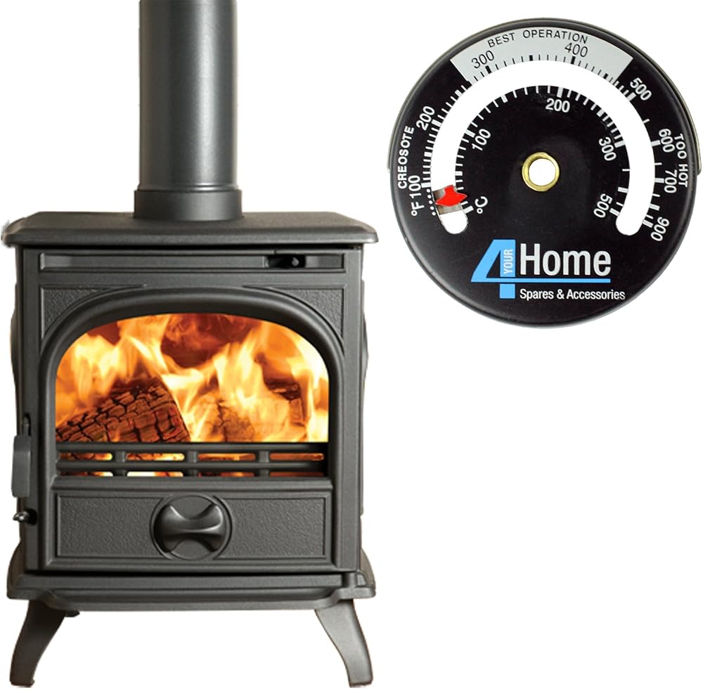 4yourhome Log Multifuel Stove Pipe Magnetic Thermometer Temperature Gauge