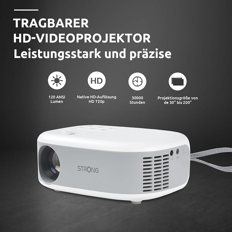 - N1 Mini Projektor - Taschenbeamer - 30-100 Zoll - WLAN - 720p HD & Kompatibel mit 1080p Full HD - 750 Lumen - Projektionsdistanz 0,9 bis 6,2 m - HDMI + USB - weiß
