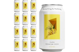 Something & Nothing Yuzu Flavoured Sparkling Water | Lightly Carbonated, Full Flavoured with Added Grape & Lemon Juice | Vegan & Low Calorie Soda | 12 Fl Oz Cans (Pack of 12)