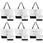 IANFEPH 12 Pcs Thank You Canvas Tote Bag for Women Inspirational Makeup Bag Canvas Bag Valentines Gifts Bags with Zipper Employee Appreciation Tote Bags for Nurse Teacher Lady Team Coworker