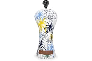 ALIENNANA Golf Club Head Covers 3 Wood Headcover Hawaii Coconut Tree Style Elegant Embroidery Premium Leather Waterproof Driver Cover Fairway Wood Cover Hybrid Cover with Number Tags
