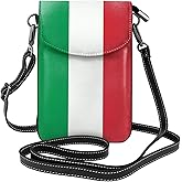 QAZWZML italy flag Pattern crossbody bag, flap leather wallet, detachable shoulder strap, suitable for travel and camping.