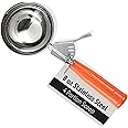 Restaurantware 8 Ounce Portion Scoop, 1 Trigger Release Stainless Steel Cookie Scoop - with Orange Handle, Stainless Steel Di