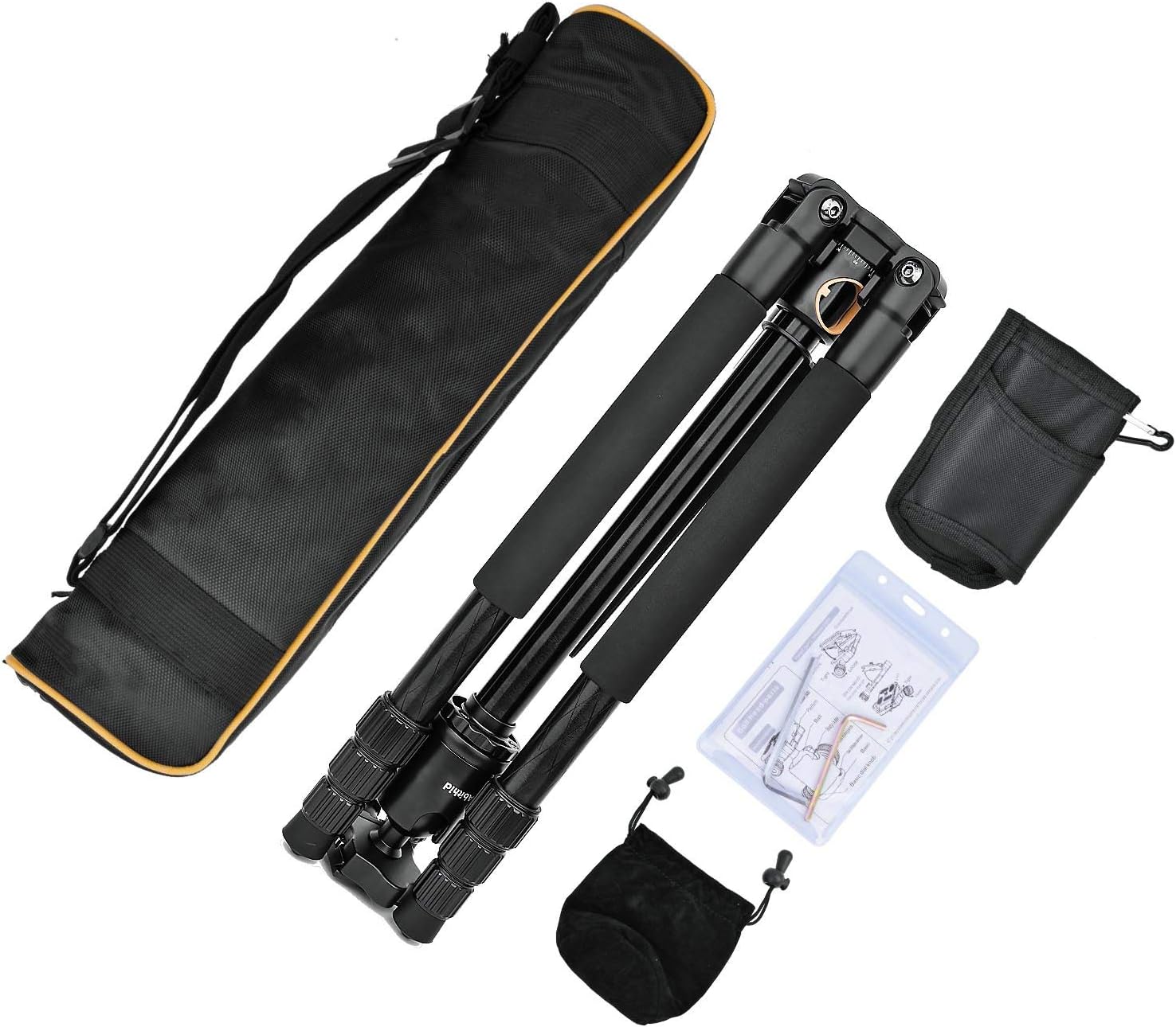 Camera Tripod & Monopod for DSLR, 62'' Professional Horizontal Arm Tripod with 360° Rotatable Metal Ball Head, 4 Sections Compact Aluminum Alloy Tripod for for Canon Nikon Sony Olympus Fuji Projector. : Camera & Photo