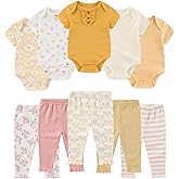 Ruliby Baby Bodysuit and Pant Set Summer Ribbed Mix Match Infant Boy Girl Clothes Outfits