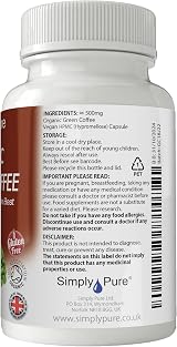 Simply Pure Organic Green Coffee 500mg Capsules 90 Count - Vegan & Gluten Free view 3