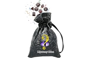 Haxtec Mystery Dice Bag With Metal Dice Set Dragon Eye Dice Pouch Drawstring PU Leather Dice Holding D&D Dice Compatible with Dungeons and Dragons Accessories and Coins DND Gifts Stocking Stuffers