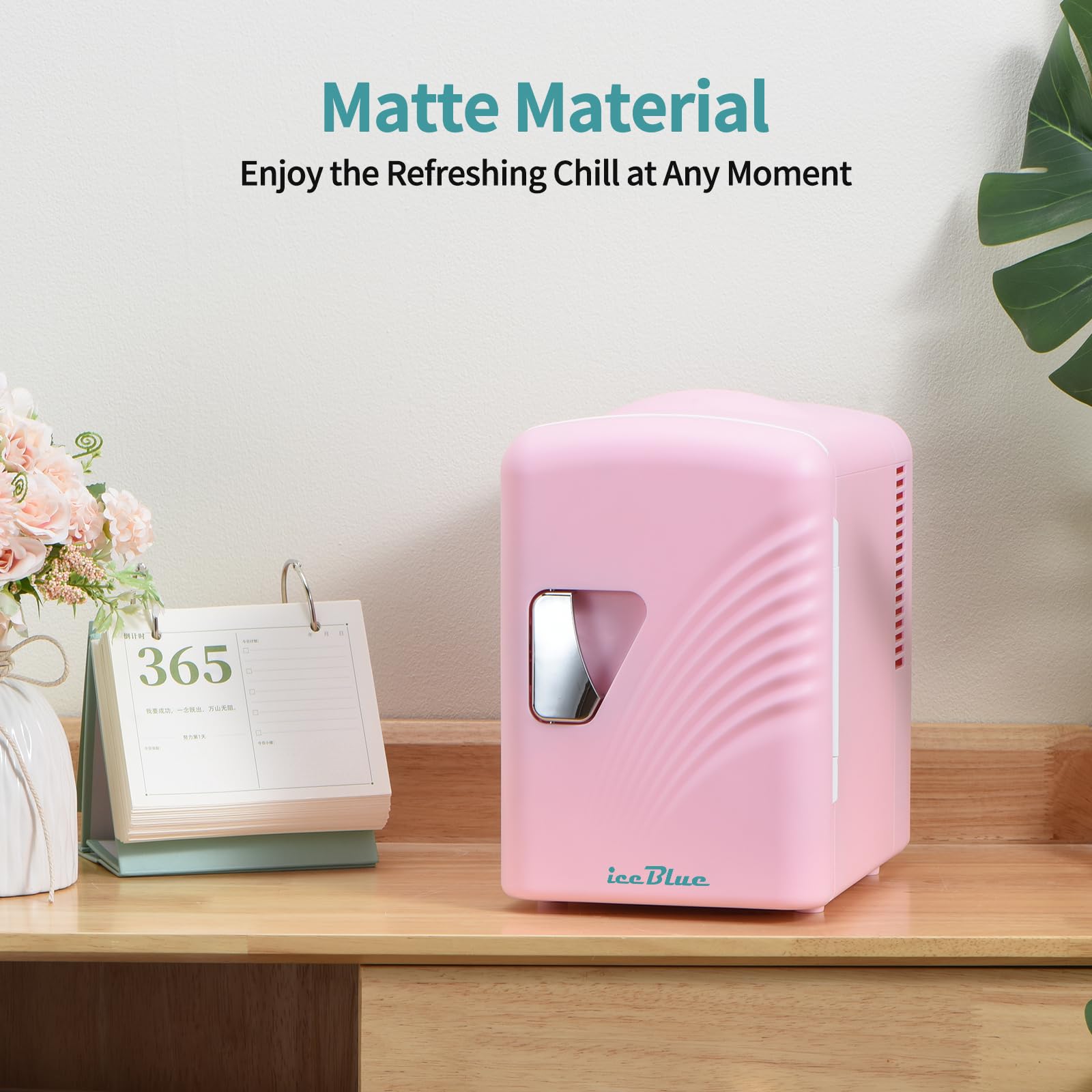 Iceblue Retro 4L/6 Can Mini Fridge,AC Plug & 12V Car Charger Small Refrigerator,Compact & Portable Mini Fridge, 4A Cooling Mini Refrigerator for Bedroom,Car,Office,Dorm,Gift - Pink