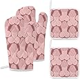 Penis Pattern Oven Mitts and Pot Holders Sets of 4 Heat Resistant Kitchen Potholder Gloves for Cooking Baking