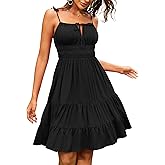 ZAFUL Womens Summer Spaghetti Strap Mini Dress Square Neck Sleeveless Smocked Waist Tiered Flowy Sundresses