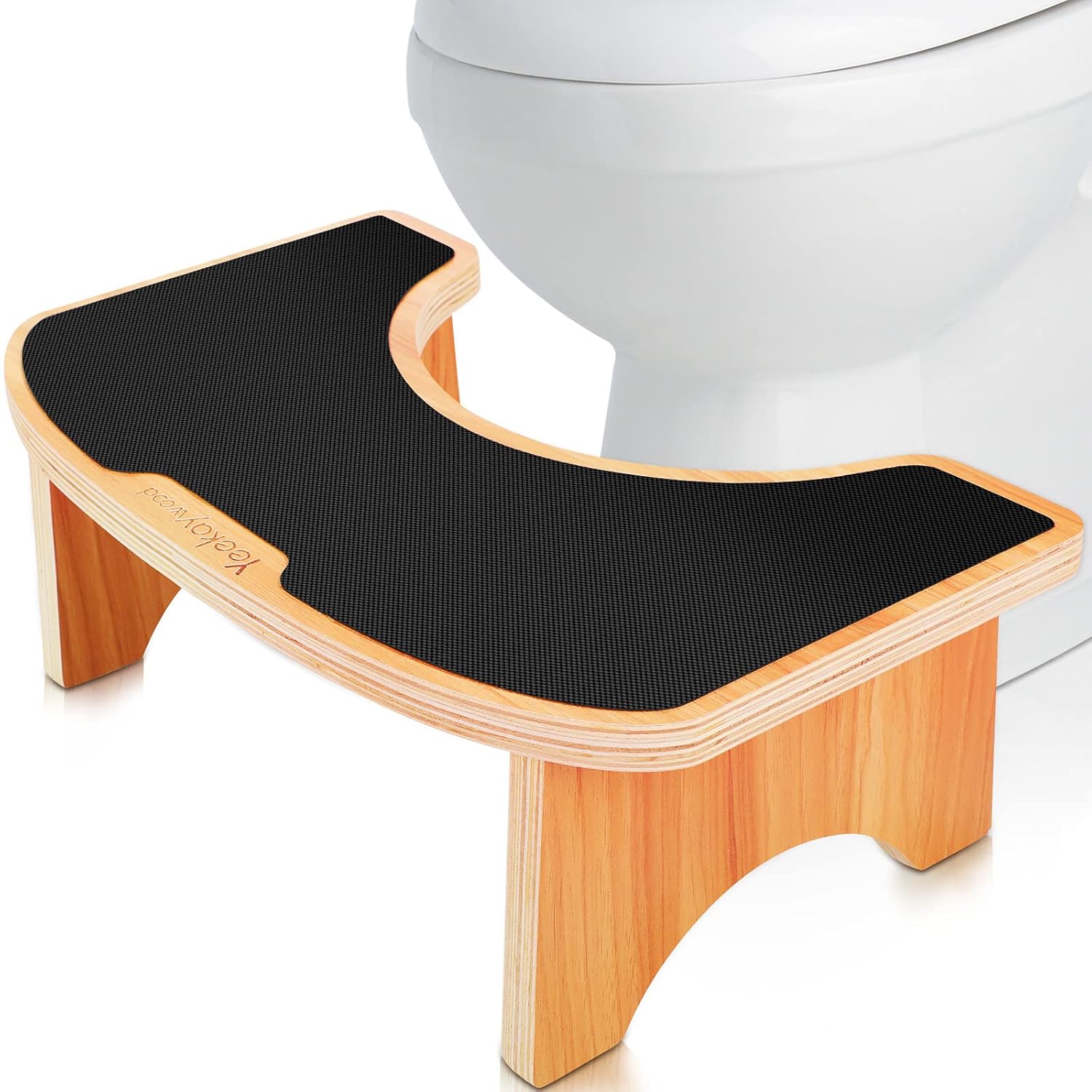Yeekaywood Wooden Squatting Toilet Stool, Bathroom Step Stool Squat with Anti Slip Layer, Healthy for Adults and Elders, Potty Training for Kids, 380 lbs Capability,Portable Fully Assembled,Sturdy: Baby