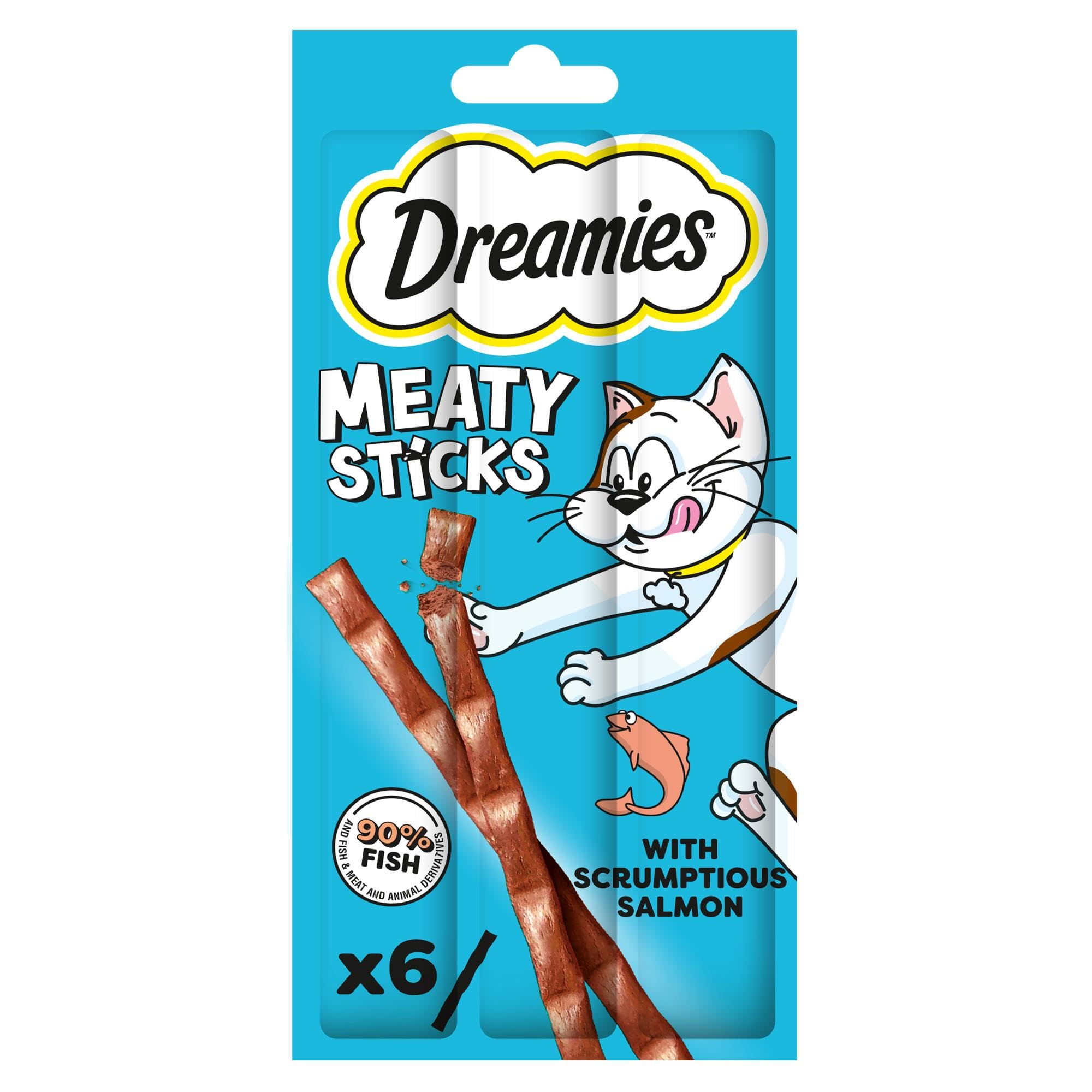 Dreamies Meaty Sticks 84-Piece, Cat Treats Tasty Snacks with Delicious Salmon, Pack of 14 x (30 g)