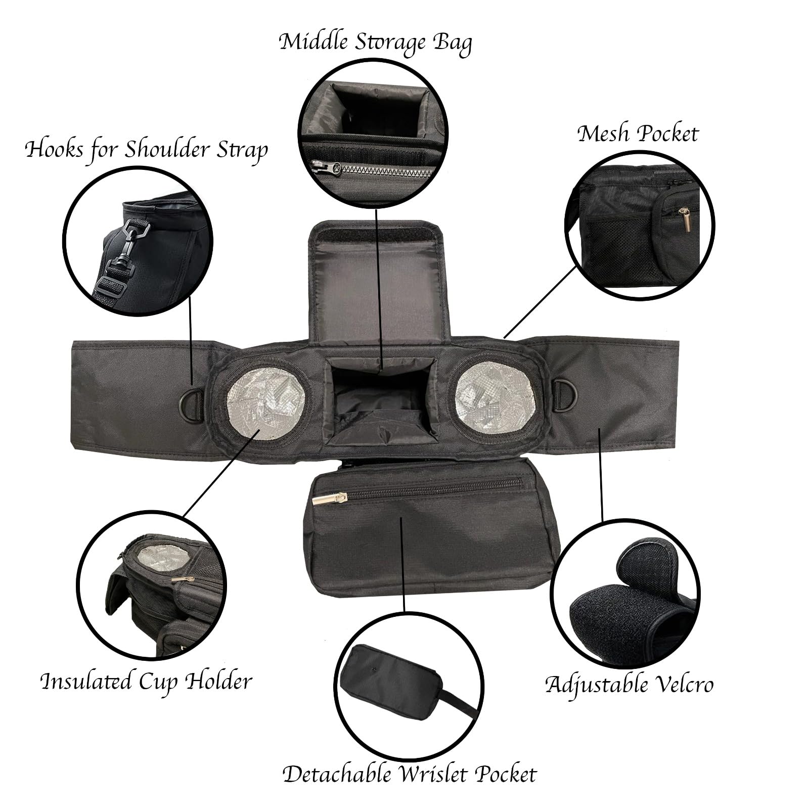 Remarkable Home Universal Stroller Organizer with XL Thermal Insulated Cup Holders, Stroller Bag, Stroller Caddy, Stroller Accessories - Fits Uppababy, Nuna, Doona, Bugaboo, Babyzen, Pet Strollers