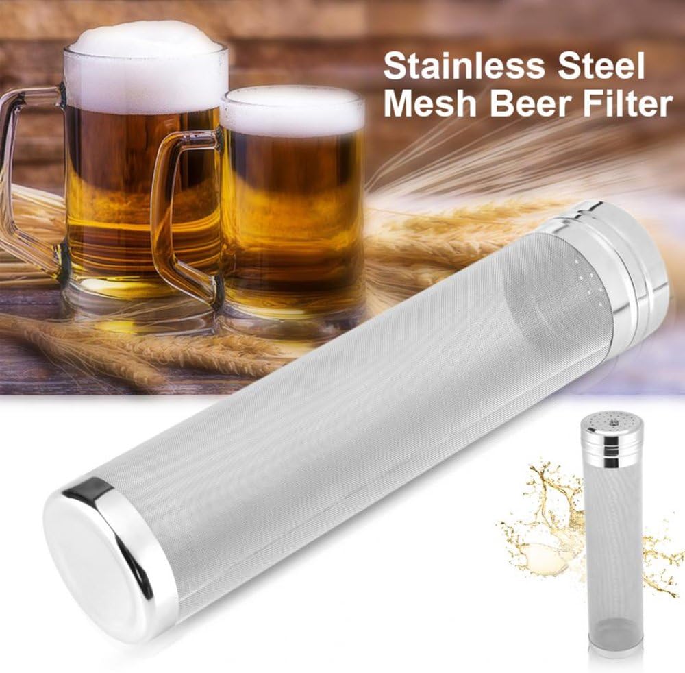 Beer Dry Hopper Filter, Stainless Steel Hop Strainer Micron Mesh Beer Filter Cartridge (2.8 x 11