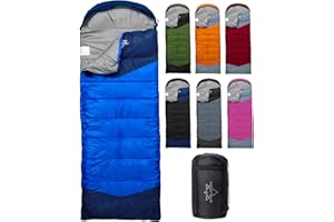 ETGLCOZY Single Sleeping Bag for Adults Kids 3-Season, Lightweight Waterproof Ripstop, Dual Zipper Bottom Vent, Compression S