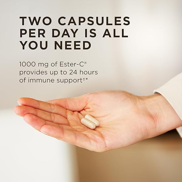 SOLGAR ESTER-C PLUS 500 MG VITAMIN C (ASCORBATE COMPLEX), 100 VEGETABLE CAPSULES – GENTLE & NON ACIDIC – ANTIOXIDANT & IMMUNE SUPPORT – NON GMO, VEGAN, GLUTEN-FREE, KOSHER – 100 SERVINGS