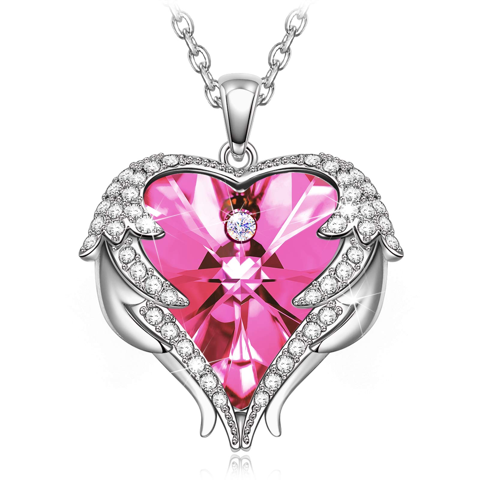 Kate Lynn Christmas Gifts for Her Necklace for Women Love Heart Pendant Gifts Crystal Angel Wings Necklace Birthday Gifts for Women Mum Wife Girlfriend Her Ladies Gifts Jewellery Box