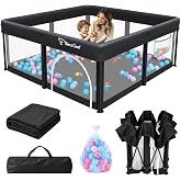 TOREVSIOR Foldable Baby Playpen with Mat, 50"&times;50" Collapsible Play Pen for Babies and Toddlers, Indoor &amp; Outdoor Kids Safety Play Pen, Portable Play Yard, Foldable Baby Playpen with 50 Ocean Balls